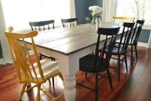 25 DIY Farmhouse Table Ideas (With Free Plans) - Industry DIY