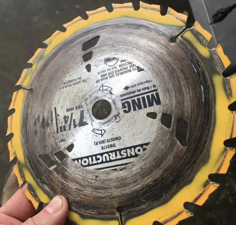 Resin on saw blade