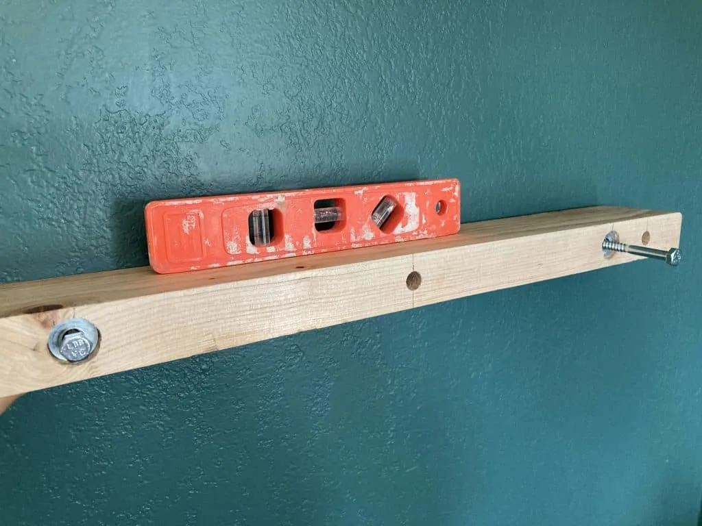 DIY Floating Wood Shelf with Dowels