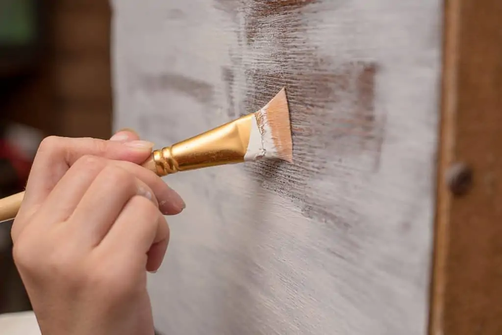 Chalk paint on a piece of furniture.