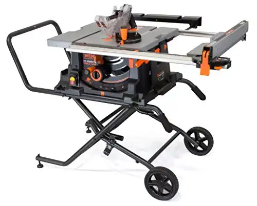 WEN 3720 15A Jobsite Table Saw with Rolling Stand, 10"